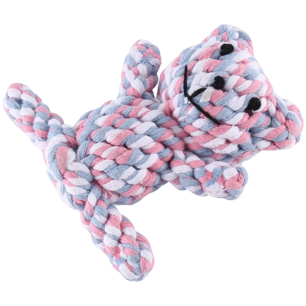XFDE Popular juguete con nudo para masticar, oso resistente, fuerte, cachorro, perro, mascota, juguete de guerra, cuerda de algodón