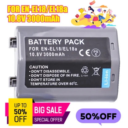 10,8 V 3000 mAh EN-EL18/18A para baterías de cámara Nikon DSLR D6 D5 D4 D4S D850 D800 D500