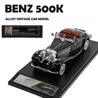 Modelo de coche clásico Benz 500K de aleación de simulación, sonido y luz para niños, vehículo de juguete extraíble, modelo de coche de aleación para regalo, 1/32