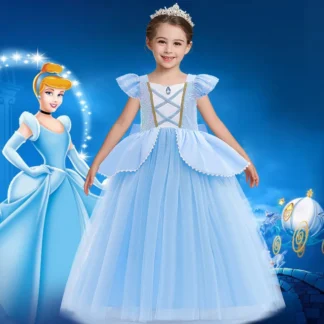 Vestido de baile de Cenicienta delicado de Disney con lazo niña estilo francés princesa Cosplay Cendrillon el pequeño vestido de hada zapatilla de cristal