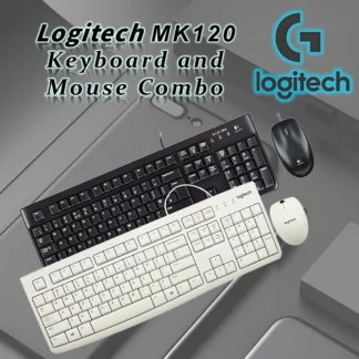 Logitech MK120 Escritorio USB Combo con cable Teclado Ratón NEGRO Tamaño completo Fácil de usar Diseño Trabajo