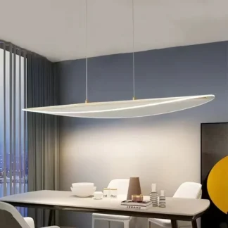 Candelabros LED de hojas de curva larga para mesa de comedor, lámpara colgante acrílica, luz nórdica para sala de estar, sala de té, decoración de mesa de oficina