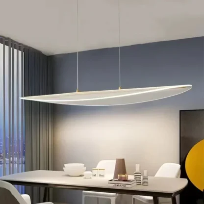 Candelabros LED de hojas de curva larga para mesa de comedor, lámpara colgante acrílica, luz nórdica para sala de estar, sala de té, decoración de mesa de oficina