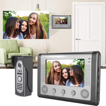 Timbre de vídeo con cable de 7 pulgadas con intercomunicador de visión nocturna, cámara HD, Audio bidireccional, timbre de seguridad resistente a la intemperie para el hogar