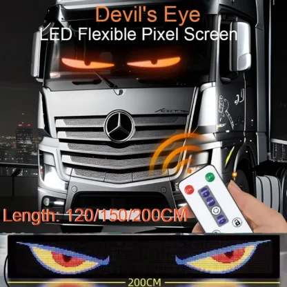 Tablero de muestra para coche y camión, animación de desplazamiento del ojo del diablo, Panel de píxeles de matriz LED, luz de pantalla LED con Control remoto, decoración para parabrisas