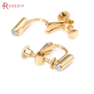 Latón de Color dorado de 18K con tapón para pendientes, tornillos, Clips para pendientes, suministros de joyería Diy de alta calidad, accesorios para mujer