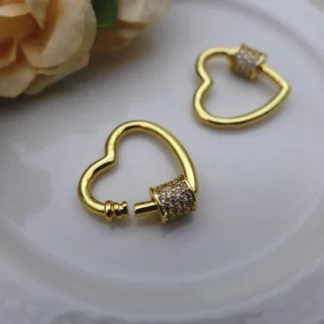 2 uds 20*20mm corazón dorado cobre gemas de vidrio cierres en espiral ganchos de tornillo fabricación de joyas para collar pulsera conector DIY