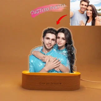 Regalo personalizado Foto Lámpara 3D Retrato de dibujos animados personalizado Marco de fotos Aniversario de boda Día de San Valentín Regalo de cumpleaños de boda