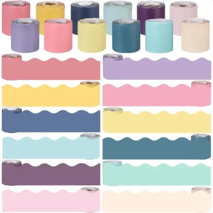 Zhanmai-tablón de anuncios para aula, 12 rollos, 594 pies, juegos de decoración, bordes coloridos para aula, tablón de anuncios para espalda de verano