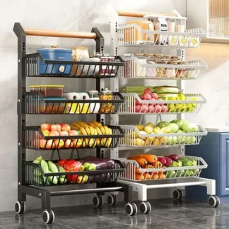 Carros de cocina de Metal ligeros de lujo, carrito de almacenamiento creativo, muebles modernos para el hogar, estante para aperitivos de frutas y verduras multicapa