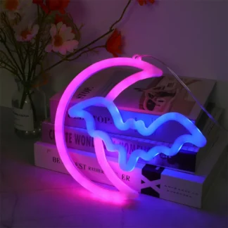 Letreros de neón de murciélago para decoración de pared, letrero de luz Led de Halloween, Luna, palabra, fiesta de nacimiento, dormitorio, vacaciones de murciélago escalofriante