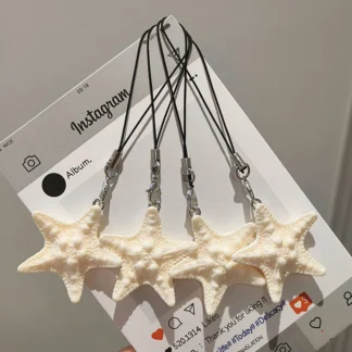 Llavero con colgante de correa para teléfono de estrella de mar en 3D, cadena para teléfono, bolso versátil, decoración colgante