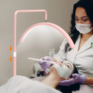 Lámpara de pestañas profesional de media luna, atenuación de 10 niveles, temperatura de color de 200K-5600K, altura ajustable para artistas de belleza y tatuajes
