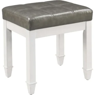 Banco de tocador con tapizado de piel sintética, banco de tocador de maquillaje con pata de madera maciza, taburetes de banco de piano, taburete para niños