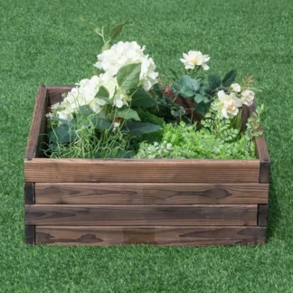 Maceta elevada para cama de jardín cuadrada de 24 pulgadas para flores, verduras, marco duradero de madera de abeto, fácil montaje para uso en Patio trasero