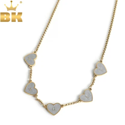 THE BLING KING-caja de letras de corazón esmaltado de acero inoxidable personalizada, collar de cadena, pulsera, Gargantilla, regalos de joyería de Hip Hop