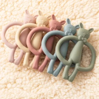 Color niños 1 Uds juguetes mordedores de silicona mordedor de lactancia para bebés regalos mordedor de conejo de dibujos animados juguetes para la dentición juguete para masticar infantil mordedor