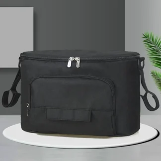 Bolsas organizadoras de cochecito negras para mamá, bolsa colgante de viaje de gran capacidad, portabotellas, bolsas de pañales, accesorios para cochecito de bebé