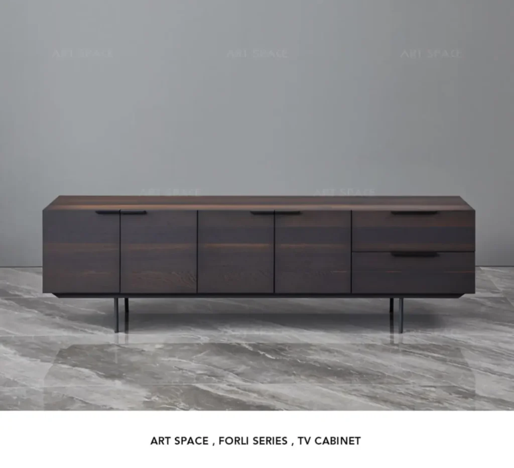 Mueble de TV italiano moderno minimalista para sala de estar, mueble de suelo de madera maciza ahumada minimalista nórdico