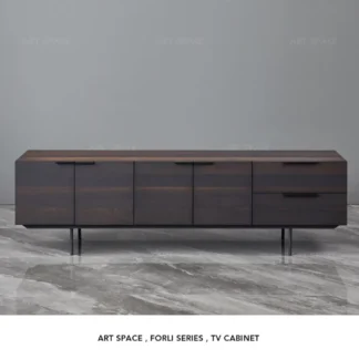 Mueble de TV italiano moderno minimalista para sala de estar, mueble de suelo de madera maciza ahumada minimalista nórdico