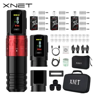 XNET Vipera-Kit de máquina de tatuaje inalámbrica, carrera ajustable, pantalla OLED de 2,4-4,2mm, 60 uds., cartucho de tatuaje mixto para artistas de tatuajes