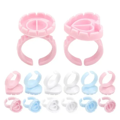 100 Uds venta al por mayor pegamento de pestañas desechable ventilador taza anillos soporte contenedor pigmento de tatuaje herramientas de extensión de pestañas suministros de pestañas