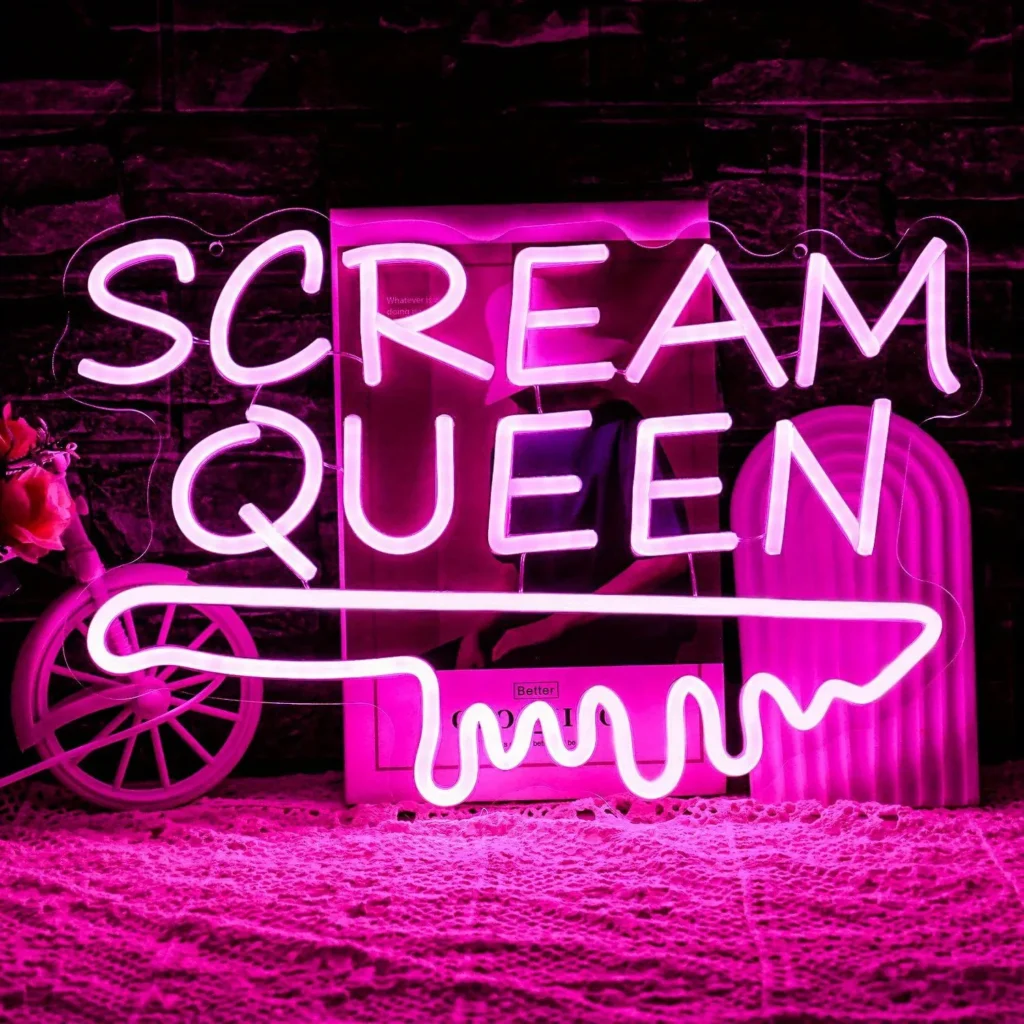 Letrero de neón Scream Queen, luz de neón LED alimentada por USB para dormitorio, Club, fiesta, dormitorio, concierto, decoración de Hotel, regalo de vacaciones para amigo