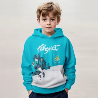 Sudadera con capucha con estampado 3D de Anime para niños, Jersey holgado de poliéster 100%, tejido de punto elástico ligero