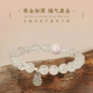 Cristal con cinco elementos de equilibrio y joyería de oro, accesorios de cuentas de brillo de litio púrpura para mujer, pulsera Natural Lucky Han
