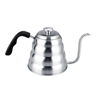 Tetera de café con cuello de cisne de acero inoxidable de 1,2 L con termómetro termo