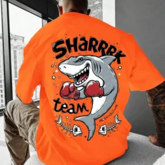 Camiseta ligera con estampado de tiburones para hombre, camiseta de manga corta de talla grande, camisetas de Jersey Vintage, ropa deportiva para hombre 2025