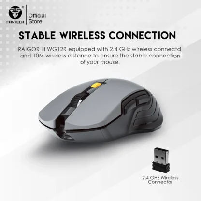 Ratón inalámbrico FANTECH RAIGOR III WG12R utilizado con una batería recargable de 720 horas, micrófono de 2000DPI para juegos y oficina