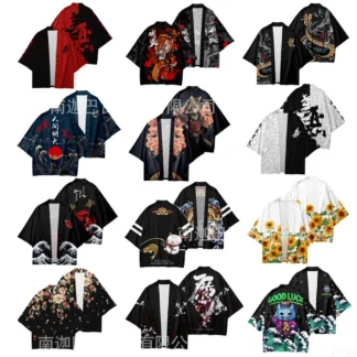 2025 Bata de dragón de estilo chino, capa, cárdigan japonés impreso en 3D, cárdigan tipo kimono de secado rápido