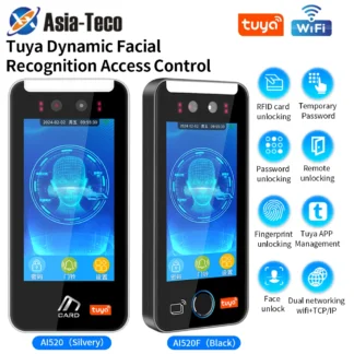 Servidor de pantalla táctil de 5 pulgadas WIFI Tuya reconocimiento facial Control de acceso de huellas dactilares con lector RFID máquina de tiempo de asistencia facial