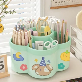 1 pieza 360 ° Portalápices giratorio de escritorio, organizador de escritorio multifuncional de gran capacidad para bolígrafos cosméticos, suministros escolares