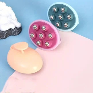 Masajeador de bolas de cuentas portátil, herramienta de masaje multifuncional reutilizable, rodillo relajante muscular de 360 grados, rodillo de masaje de 7 cuentas de acero