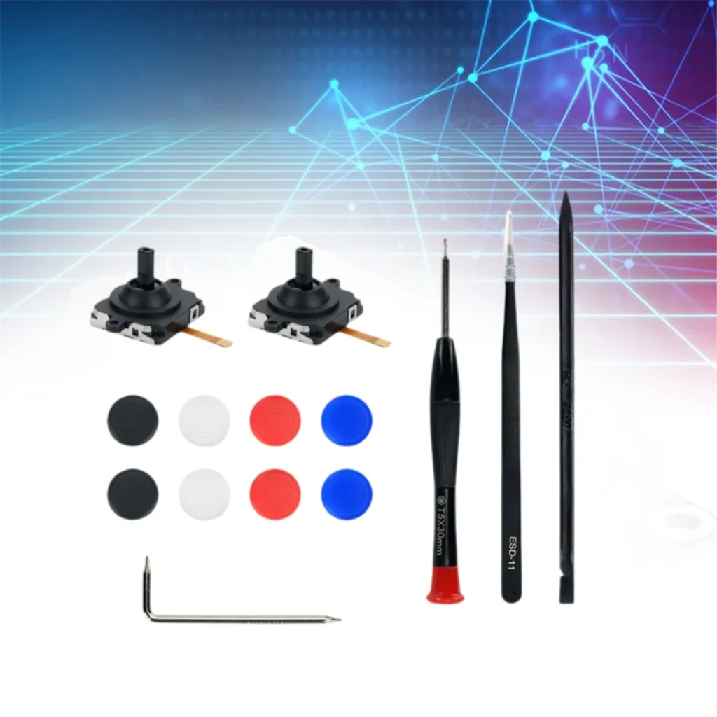Reemplazo T35C para 3 mangos VR, Joysticks analógicos 3D, palanca de pulgar con funda de silicona de 8 piezas y herramienta de desmontaje