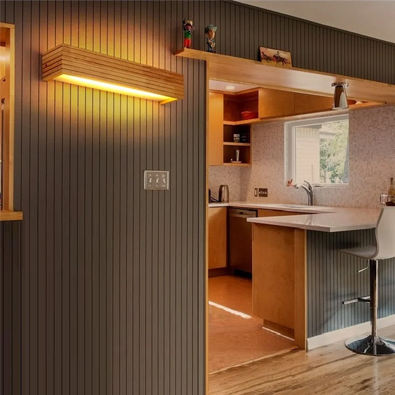 A36T-Lámpara LED de madera maciza, lámpara para espejo de baño, lámpara para armario, tocador de baño, lámpara de pared de madera Original