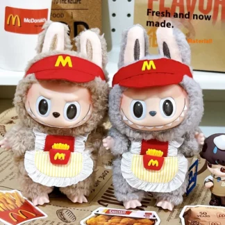 Labubu-ropa para muñeca con colgante, conjunto de macarrón de muñeca de goma de tela de felpa de 17cm, ropa de disfraz, conjunto de restaurante sin muñecas Pop Mart