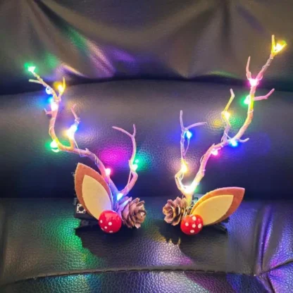 Pinza para el pelo con forma de asta, accesorios para el cabello de Navidad y Halloween con orejas de asta ligeras coloridas, horquilla para decoración de fiesta, diadema para niñas y mujeres