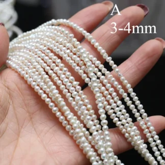 3-4mm A Natural de agua dulce 100% perla Irregular blanca regalo fino mujeres para fabricación de joyería DIY collar pulsera Accesorios