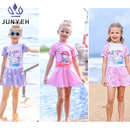 Ropa de baño unicornio para niña, traje de baño de una pieza para niño, traje de baño de verano de secado rápido, traje de baño de aguas termales para niña de 5 a 9 años