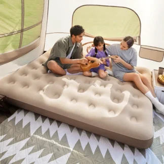 Estera inflable ecológica de gran tamaño, almohadilla para dormir de doble ancho de diseño moderno con bolsa de transporte