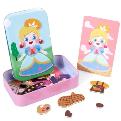 TOPMAYA-rompecabezas magnético 3D para niños, expresión de vestir, caja de lata de viaje, juego de rompecabezas, educación temprana, juguetes de imaginación, regalos para Gi