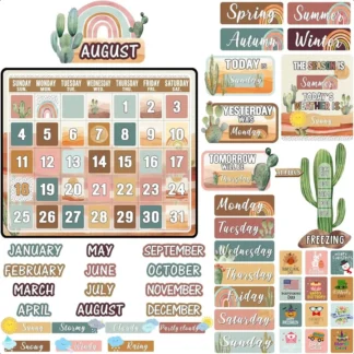 Cholemy 85 Uds calendario tablón de anuncios conjunto aula calendario tablón de anuncios con números mes clima decoración del aula Wa