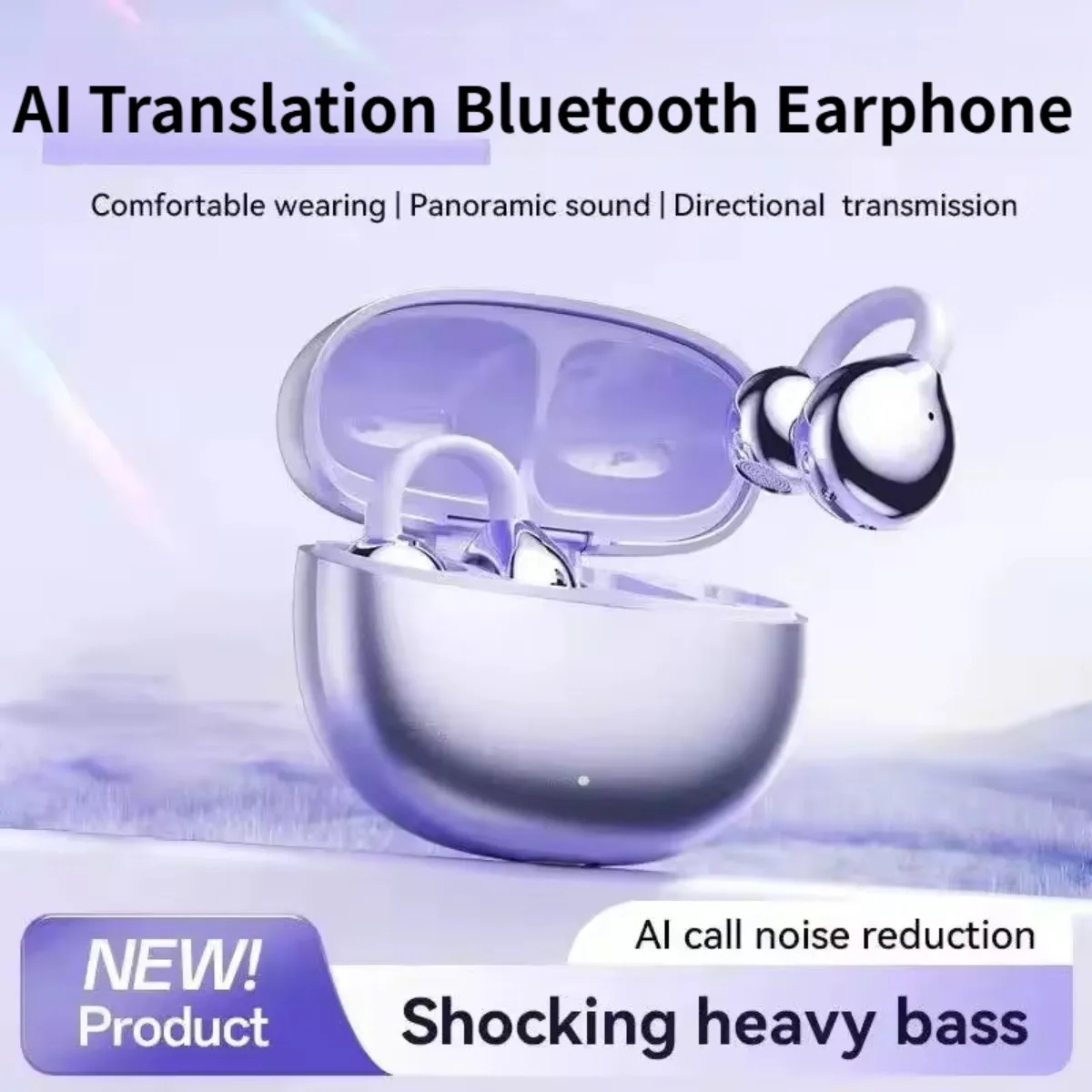 Auricular Bluetooth con Clip de oreja abierta, traducción inteligente AI en tiempo Real, 134 idiomas, para viajes de oficina, inalámbrico