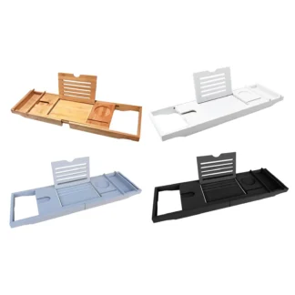 Bandeja extensible de bambú Premium para bañera, estante de almacenamiento para ducha, soporte para bañera de teléfono, bandeja para bebidas antideslizante