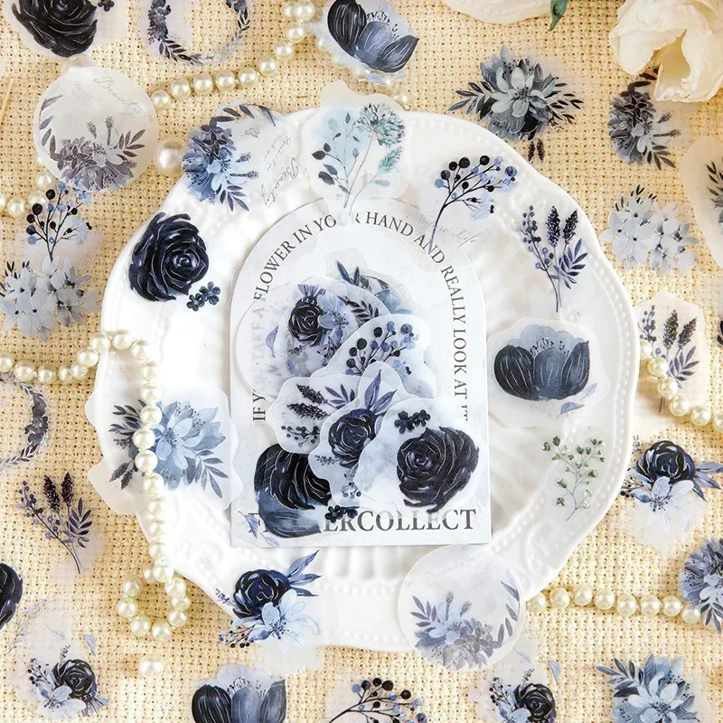 30 pegatinas florales estéticas respuestas de flores para decoración de la vida del diario 140*105MM