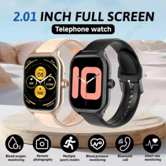 Reloj inteligente para mujer, pantalla completamente táctil de 2,01 pulgadas, Bluetooth, llamada, control del ritmo cardíaco y del sueño, reloj inteligente resistente al agua para Xiaomi Huawei
