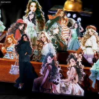 Journamm-pegatinas con temática de chica, suministros de álbum de recortes DIY, Collage, diario de chatarra, pegatinas de decoración estéticas impermeables para mascotas, 40 unids/lote por paquete